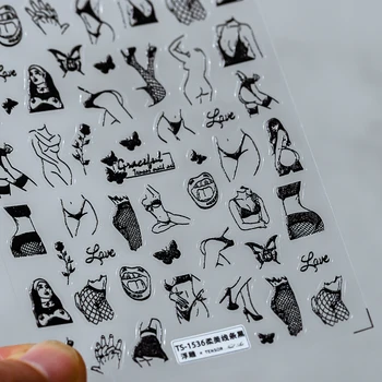  1 шт. Абстрактные наклейки для дизайна ногтей для девочек 3D тисненые губы клейкая наклейка Элементы хип-хопа Наклейки для декора для декора ногтей