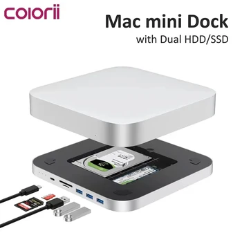 USB C Hub для Mac mini M1/M2 с корпусом для жесткого диска 2.5 SATA NVME M.2 SSD HDD Чехол для док-станции USB C Gen 2 SD/TF