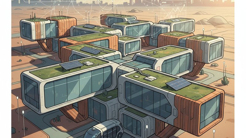 Современные модульные офисы продаж, тренды и прогнозы 2026 года, чистая иллюстрация.